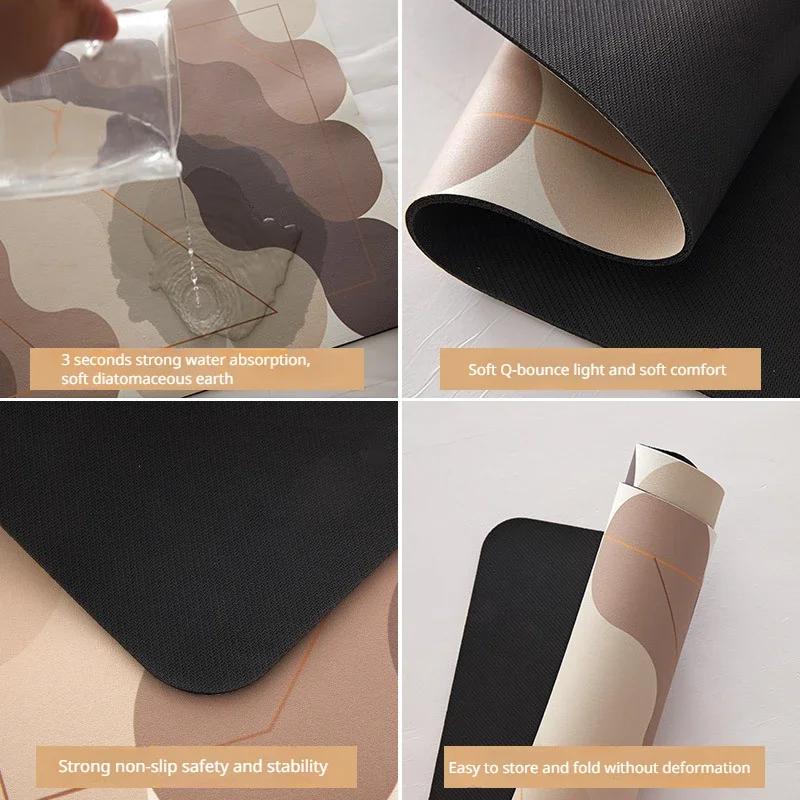 Soft Diatomite Mat Flower Diatomaceous Earth Bath Mats Non-slip Bathroom Tub Carpet Quick Dry Women Room Door Rug Absorbent