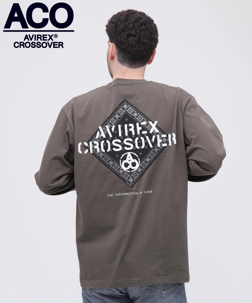Avirex CROSSOVER BANDANA PATCH LONGSLEEVE Size T-SHIRT, Men's, 2XL, 310, Olive, 783-4230023