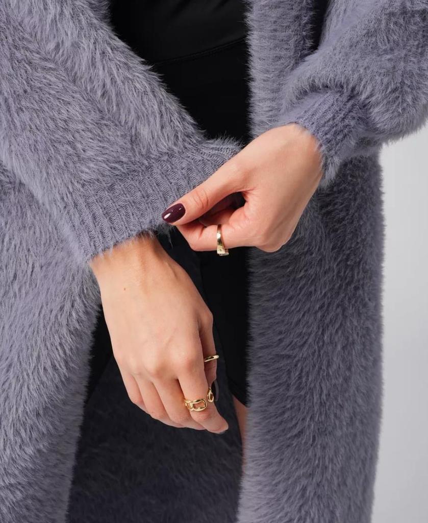 2024 Damen Herbst/Winter Strickjacke aus Faux-Nerz, Lockerer Midilanger Pullovermantel, Lässiger Stil