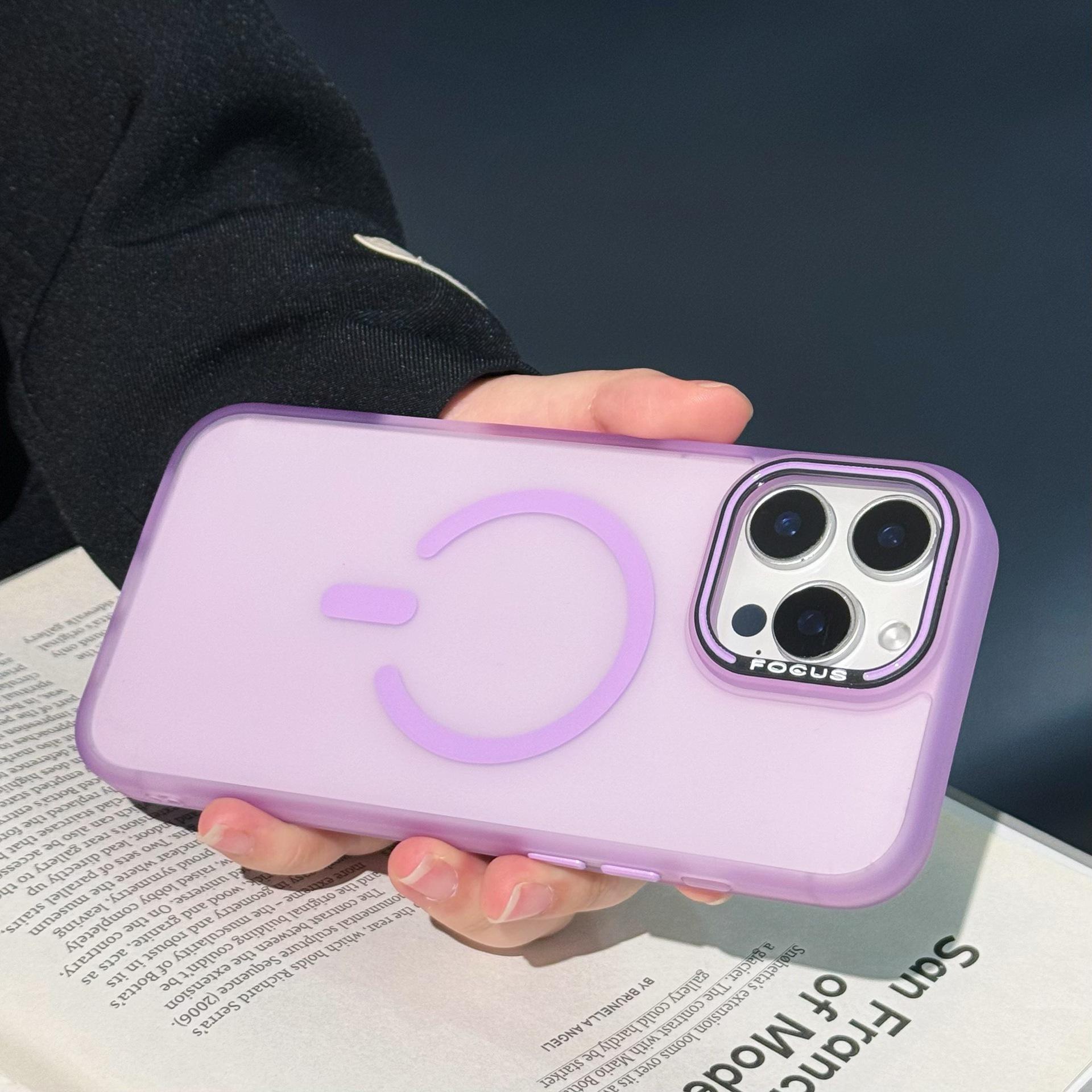 

Подходящий для Apple 16 Матовый Приятный на ощупь Чехол для телефона, IPhone15Promax Противоударный Желейный C-образный Магнитный Чехол iPhone11Promax фиолетовый