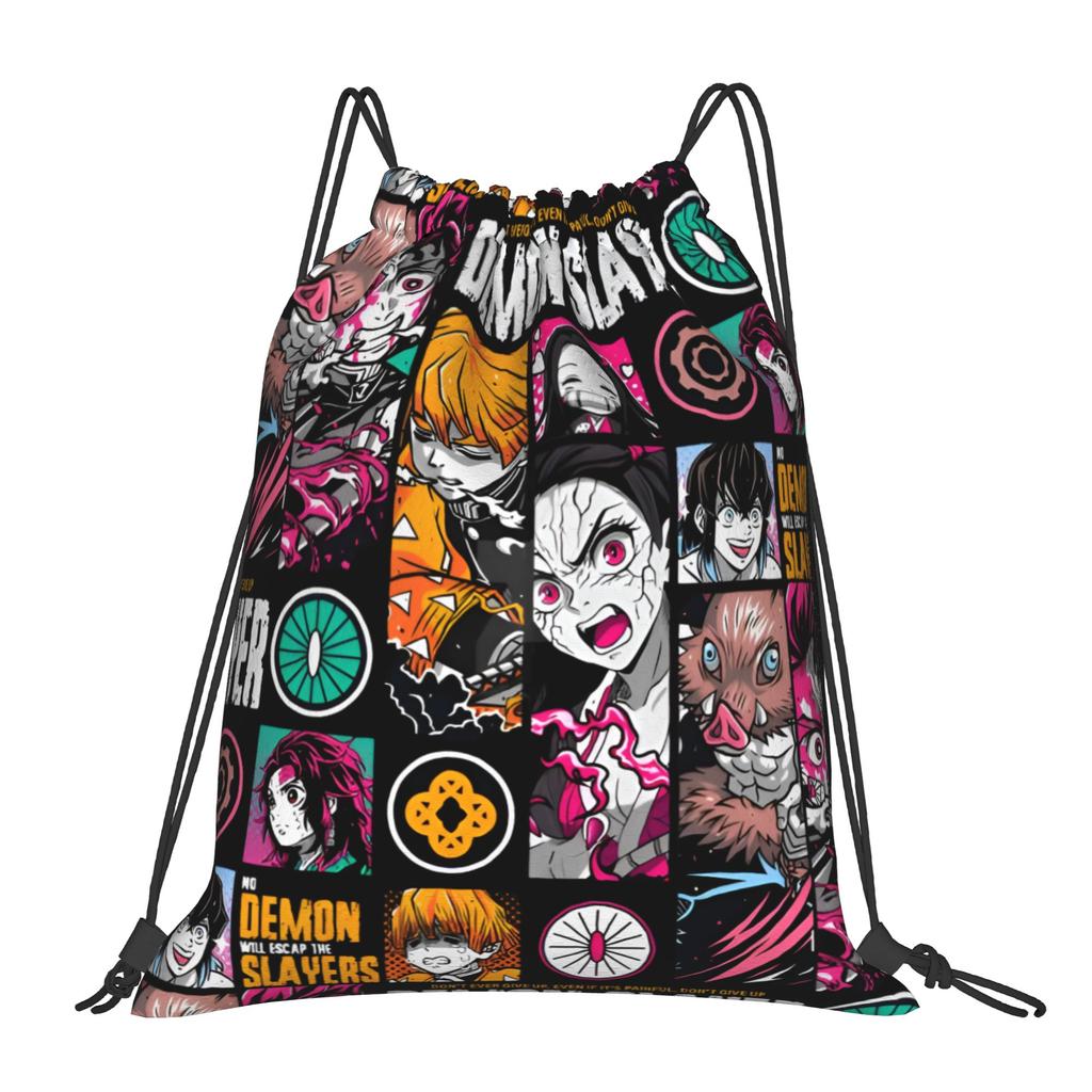 Custom Demon Slayers Drawstring Bags Women Men Lightweight Kokushibo Sports Gym Storage Backpack