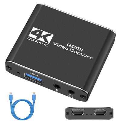 Capture Card, Audio Video Capture Card with Microphone 4K HDMI Loop-Out, 1080p 60fps Video Recorder for Gaming/Live Streaming/Video Conference