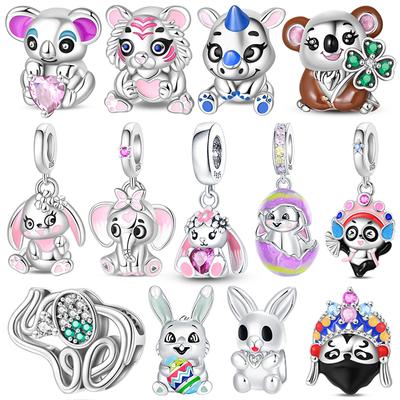 Copper Animal Series Rabbit Elephant Tiger Beads Charms Fit Original Bracelet Pendant Diy Birthday Jewelry Gift