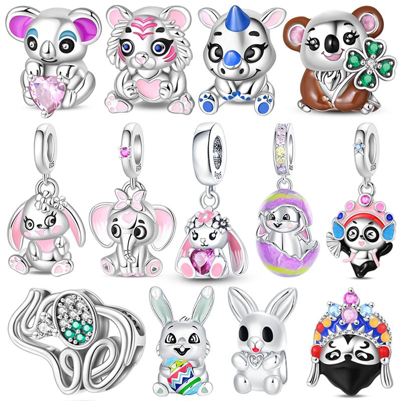 Copper Animal Series Rabbit Elephant Tiger Beads Charms Fit Original Bracelet Pendant Diy Birthday Jewelry Gift