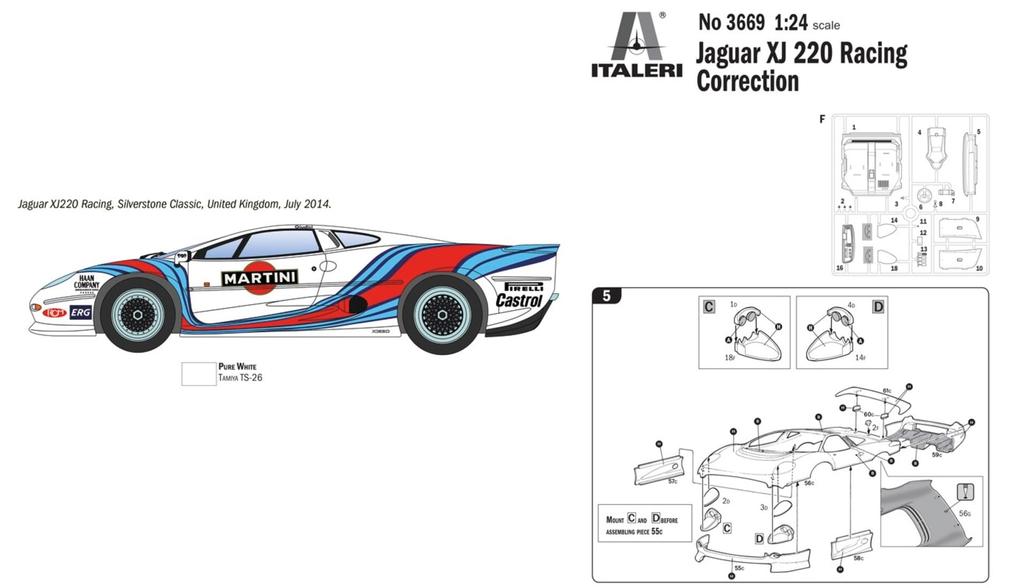 Italeri 1/24 Scale Jaguar XJ220 Racer Plastic Model Kit IT3669 (Car)