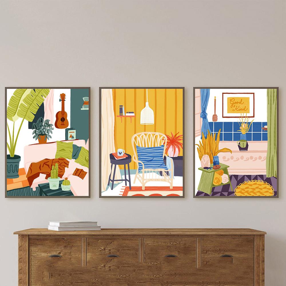 Wall Art Canvas Painting Abstract Boho Landscape Nordic Posters And Prints Kitchen Dinning Pictures For Living Room Home Decor