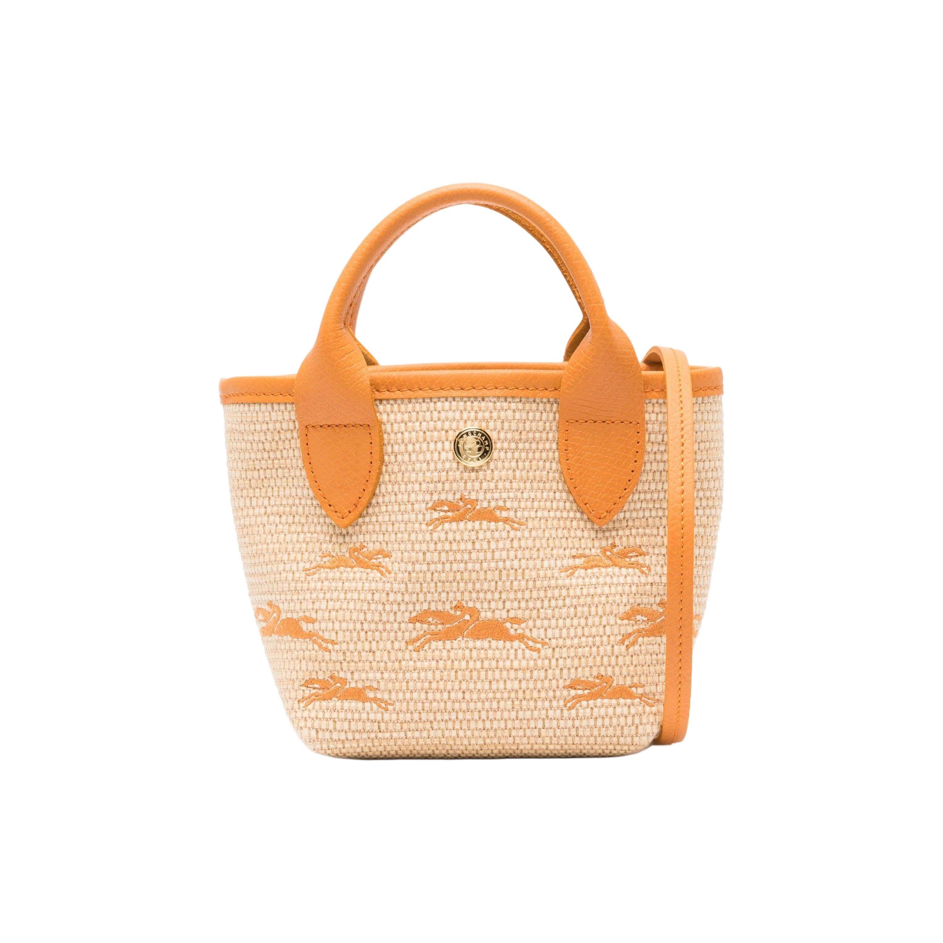 

Longchamp Le Panier Pliage Logo Embroidered Detachable Shoulder Strap Straw Texture Canvas Mini Shoulder Crossbody Tote Bag Women bags 10206HCF222 Basic Set (Bag)