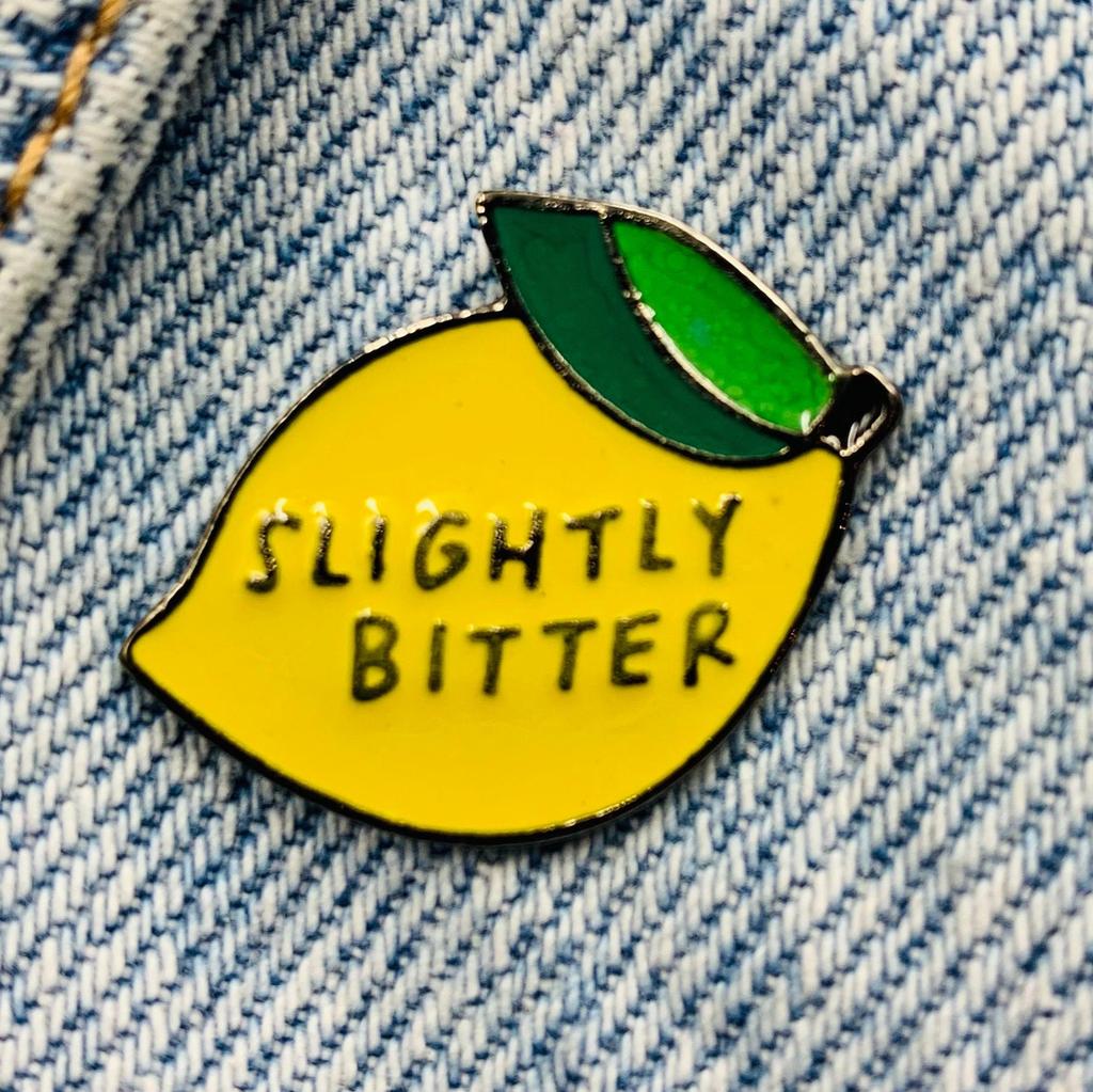 New Enamel Pin with Saying Lemon Slightly Bitter Metal Pin Gift Birthday Pack of 1