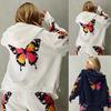Fashion Women Printing Hooded Zipper Pocket Long Sleeve Top