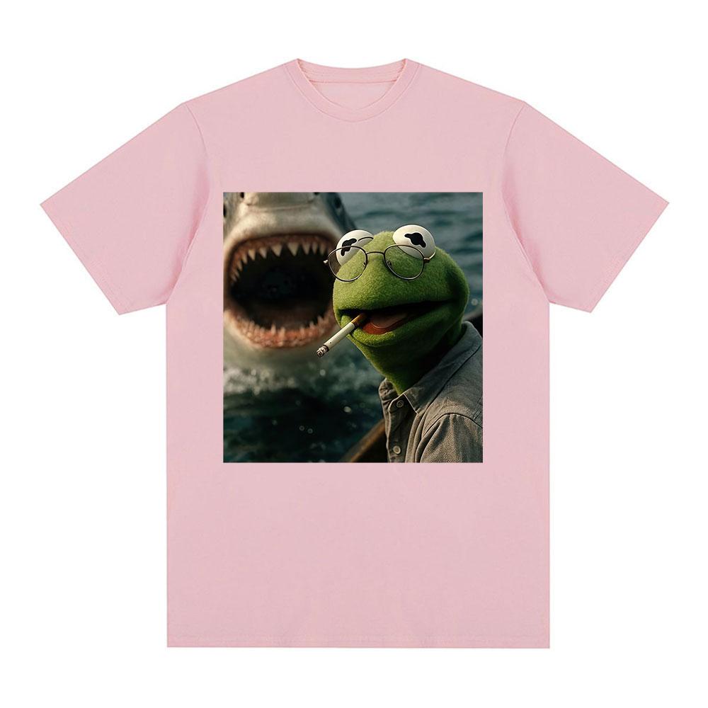 Dark Humor Frog Shark Graphic Funny Meme Tshirt Women Clothing Fashion Tshirts Cotton Casual Short Sleeve T Shirts Streetwear