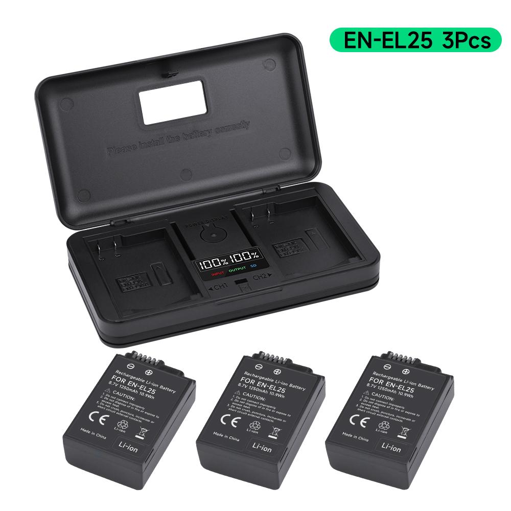 PALO EN-EL25 EN EL25 Battery with Storage Box /SD Card Interface /LCD Display 3 In 1 Charger for Nikon Z30 Z50 ZFC Z 50 Z FC