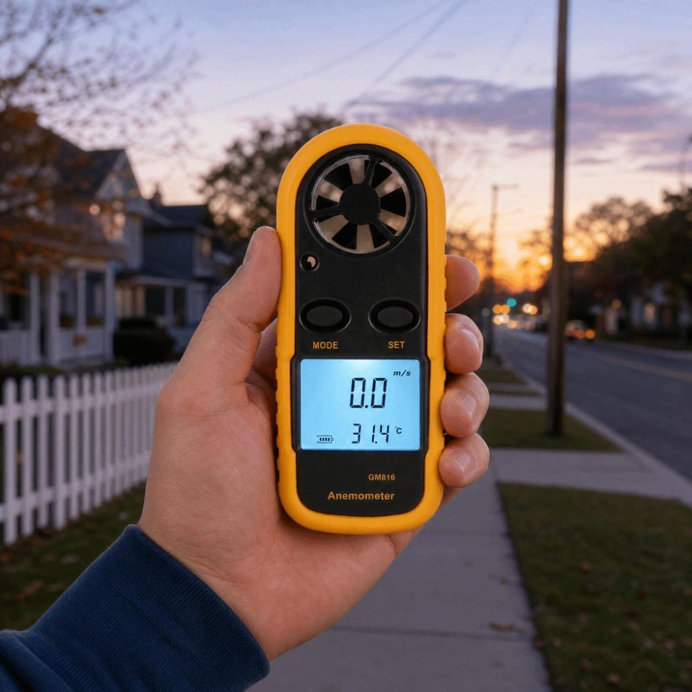 Mini Design Wind Speed Meter LCD Backlight Display Temperature Tester  Outdoor Use