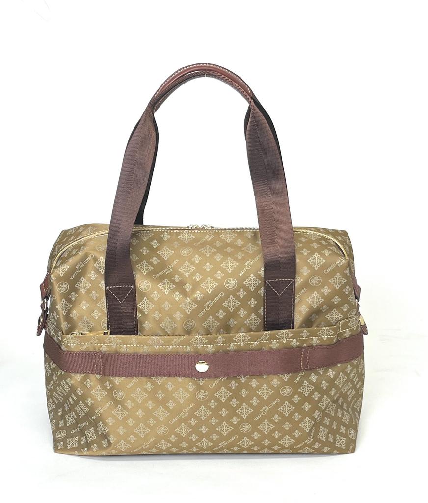 Christian Olivier 7712 Boston Monogram Jacquard Bag, 2-way, Water-repellent, Lightweight, Pattern, Weave, Piece-dyed (MOCHA)