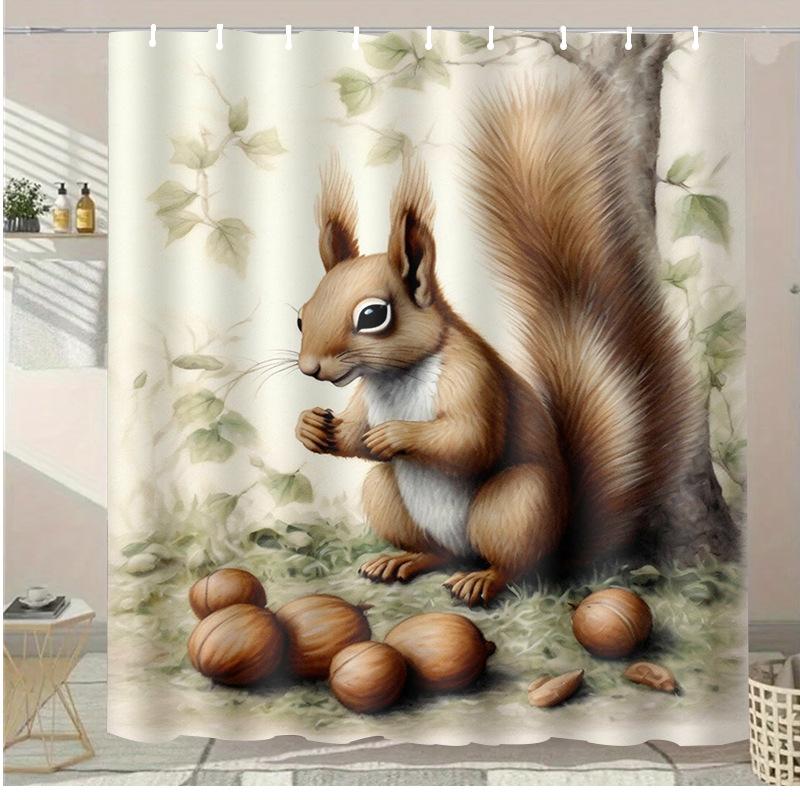 Cute Fox Flower Washable Dirt-Resistant Shower Curtain Shower Head Waterproof Polyester Bath Curtain For Home Decor Accessories