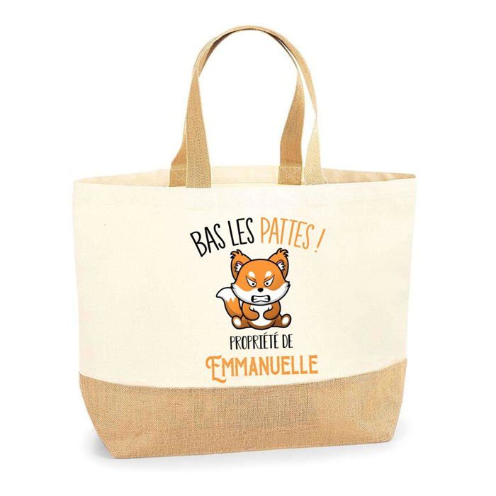Sac cabas - PLANETEE - Emmanuelle Bas les pattes Renard - Jute - Imprimé en France - Grande contenance