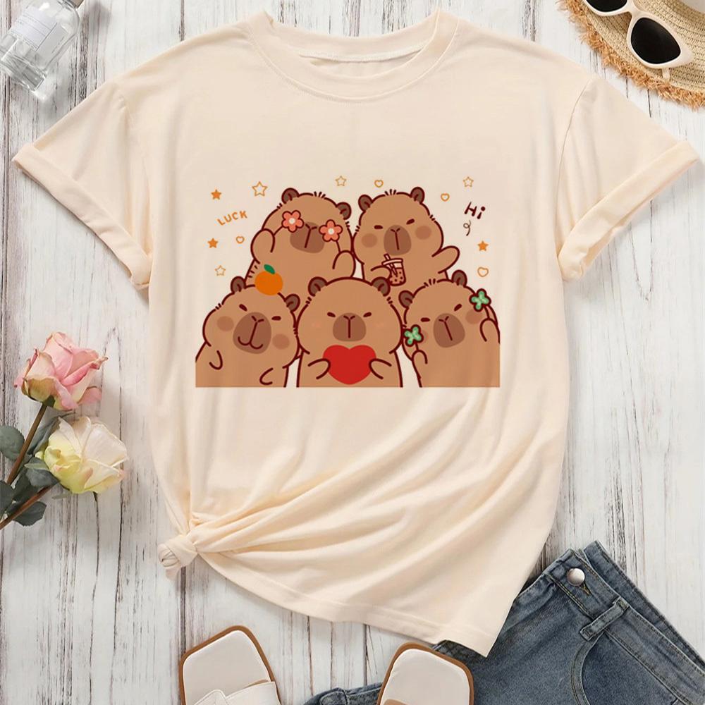Capybara Kapibara shirt female Breathable kawaii Grunge Trendy top tees Colorful harajuku Y2k Breathable Grunge Comfortable