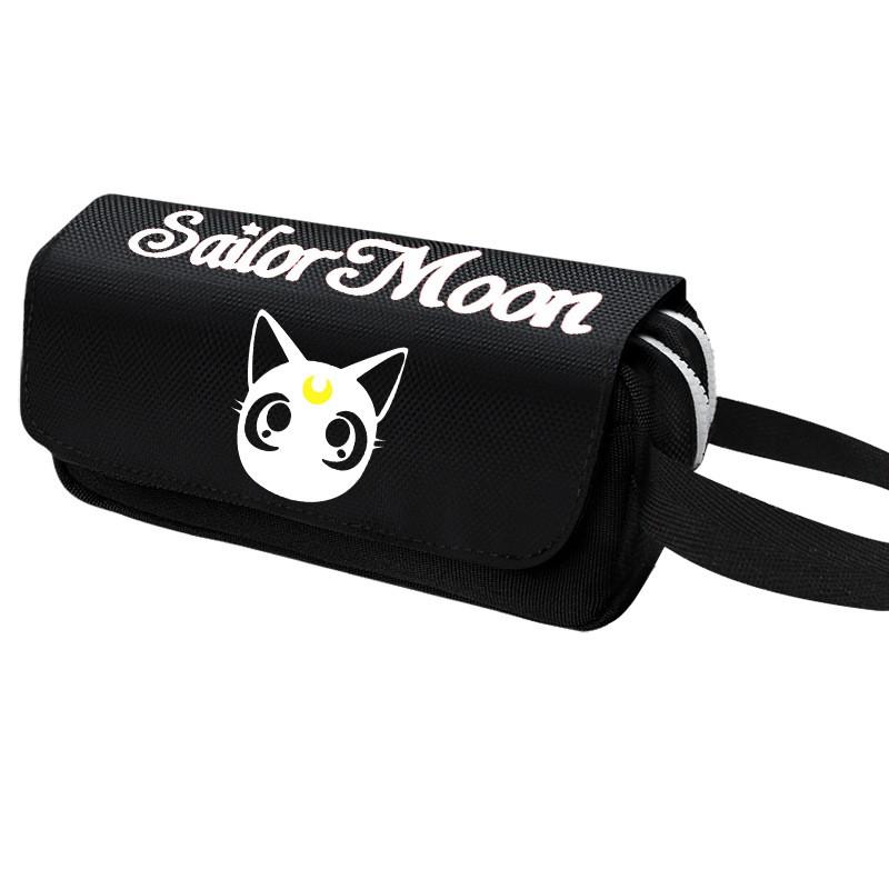 Cute Anime Sailor Moon Pencil Case Large Capacity Double Zipper Flip Pen Pouch Students
