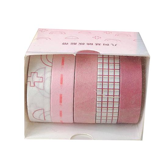 Dekoratiivne 5 rulli kleebis Kena välimusega Washi Macaron kätekonto kleebisteip tüdrukutele