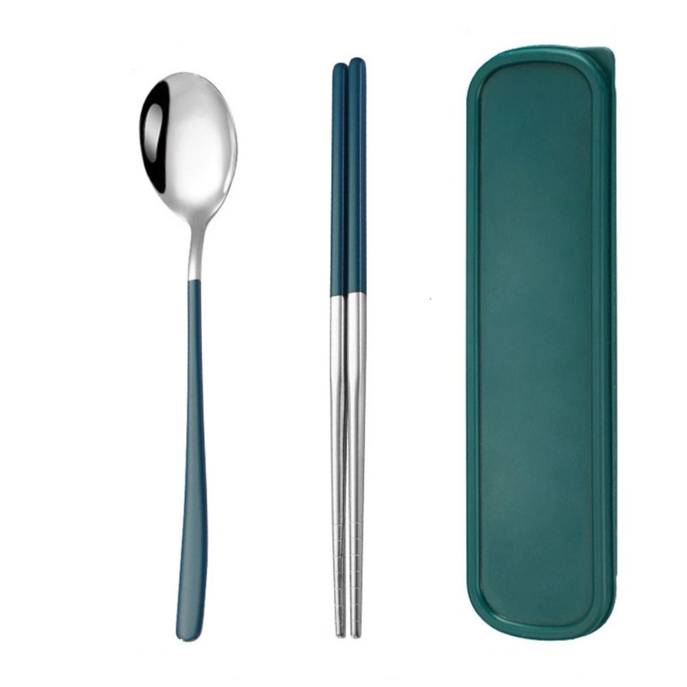 

Korean Style Tableware Set 304 Stainless Steel Dinnerware New Cutlery Set Home School Kitchen Green-2Pcs/set