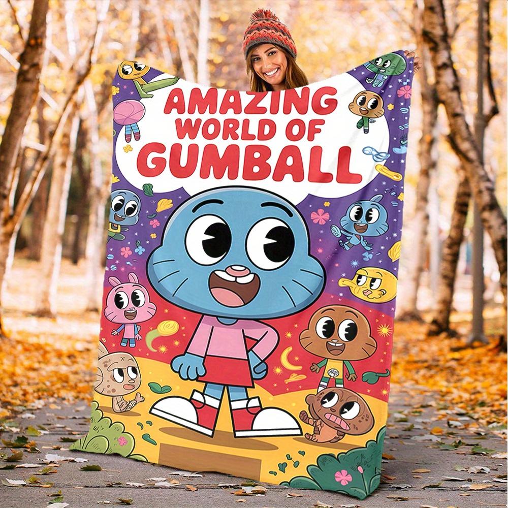 

1pc Gumball, Amazing World, Cartoon Network Digital Printed Flannel Blanket, Super Soft Plush Fleece Bed Cover, Multipurpose Four Season Bla 150x180cm