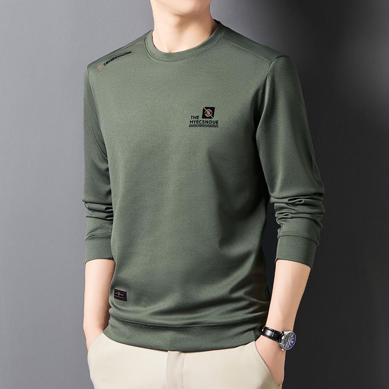 Men's Casual Round Neck Long Sleeve Hoodie - Spring/Autumn T-shirt Top
