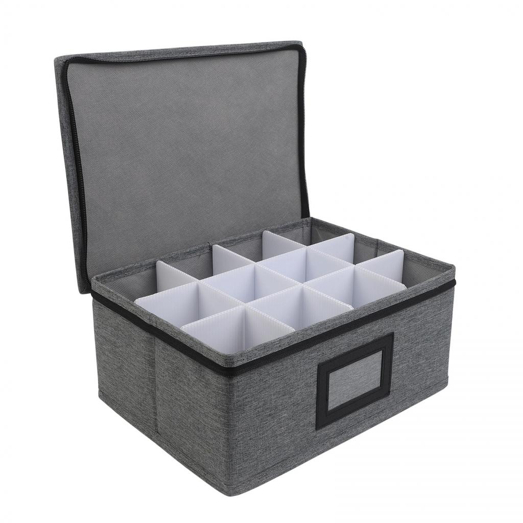 Whiskey Glass Storage Box with Clear Identification Tags and Secure Closure