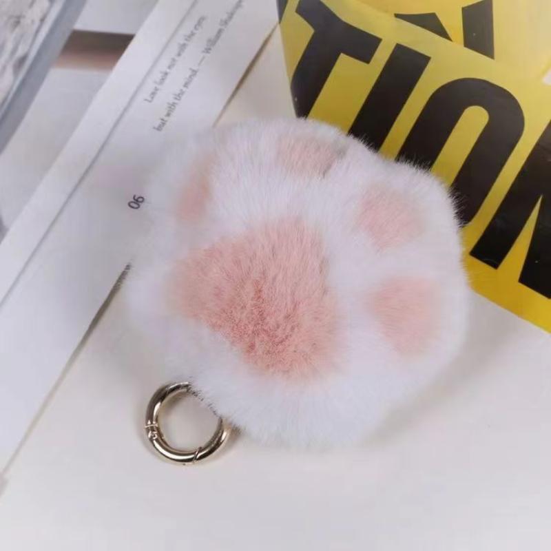 Katzenpfoten-Anhänger Flauschig Kawaii Kunstfell Niedliches Stofftier Plüschtier Rucksack Auto Schlüsselanhänger