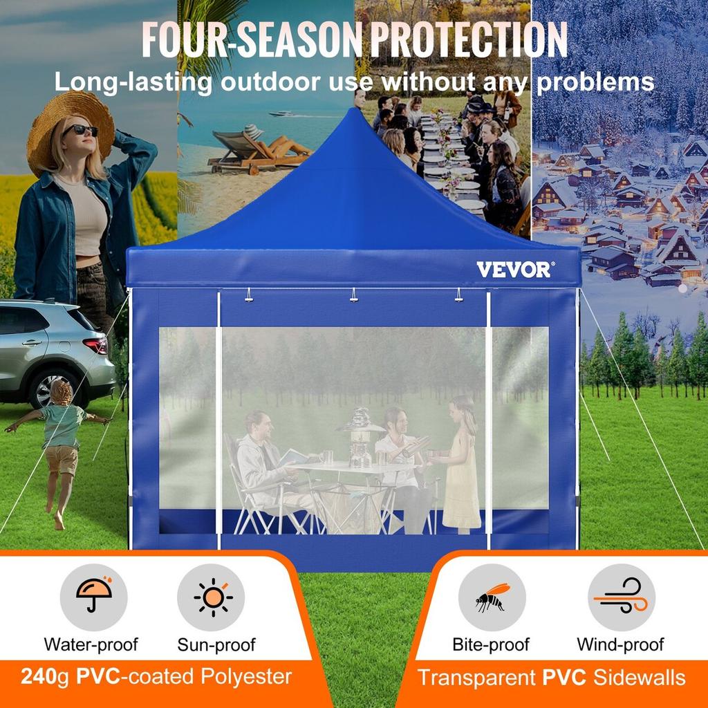 10 X 10 FT Pop Up Canopy Tent, Outdoor Patio Gazebo Tent with Removable Sidewalls and Wheeled Bag, UV Resistant Waterproof Instant Gazebo Shelter for