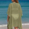 Women Plus Size Summer Ruffle Sleeve Loose Fit Beach Cardigan Cover Up Swimsuit Outerwear Bikini Overlay Kimono