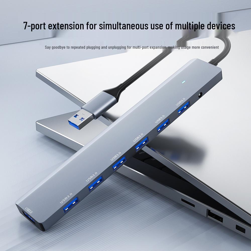 USB 3.0 Seven-Port Expansion Hub with DC Power Supply for Laptops, Keyboards, Mice, and USB Drives