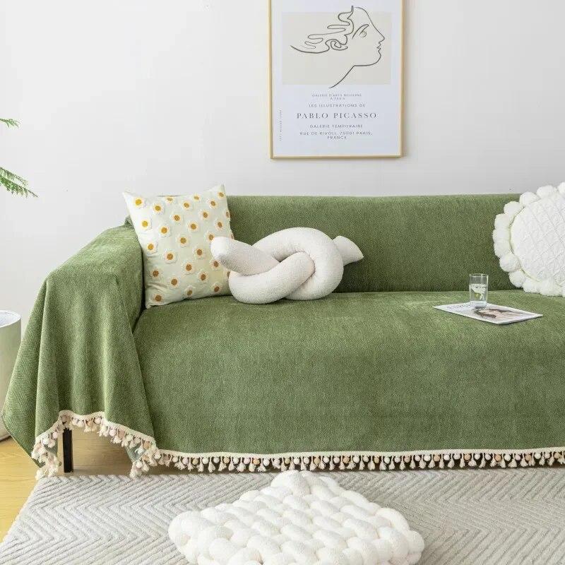 Modern and Minimalist Chenille Herringbone Pattern Sofa Cover Fabric All-season Universal Sofa Towel