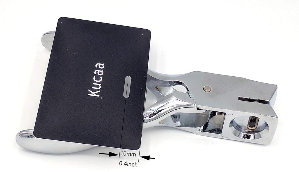 Kucaa Metal Silver Handheld Slot Hole Punch Pliers for PVC and Photo ID Cards Cards, Badges, (15x3mm)
