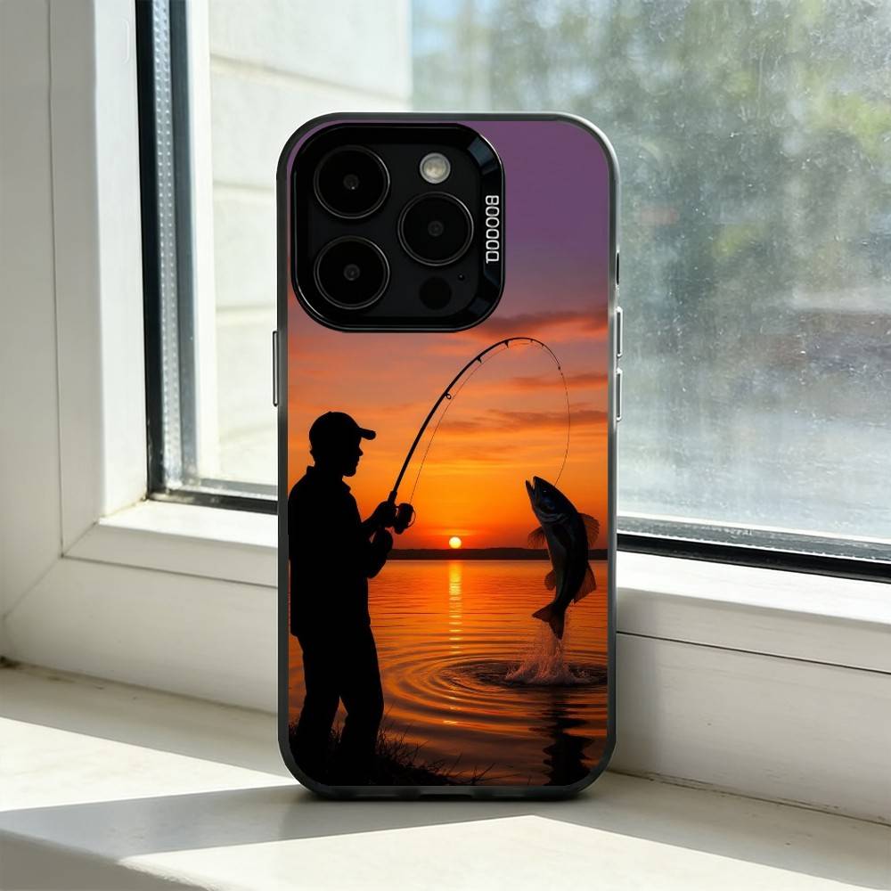 Karpfenfischerei R-Rute Handyhülle Für iPhone 17,16,15,14,13,12,11 Plus,Pro Max,XS,Farbig Silberbeschichtet Innenabdeckung