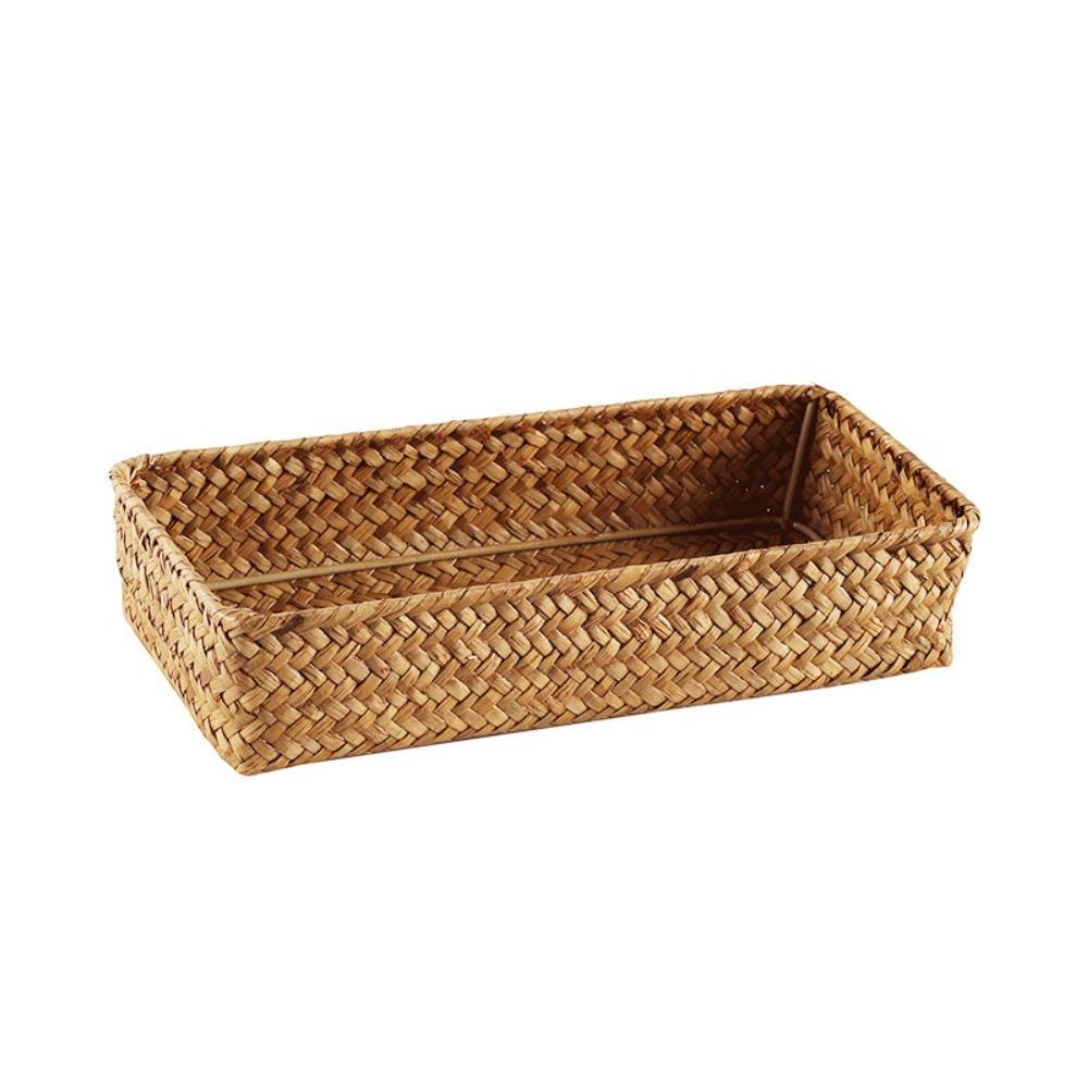 Woven Pattern Storage Basket Grass Vegetables Candy Snacks Display Basket Organizer Rectangle Organization Box Home Shop Hotel