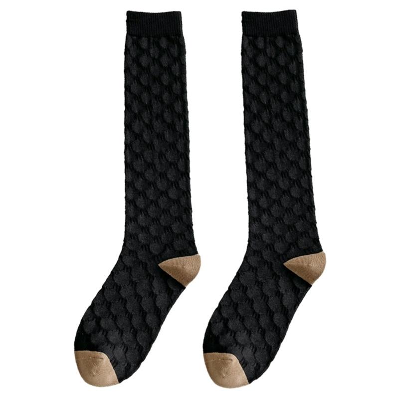 Women Simple Solid Color Knee High Socks JK Students Girls Knee-High Stockings Boot Socks Calf Socks Cotton Knee Highs One Size
