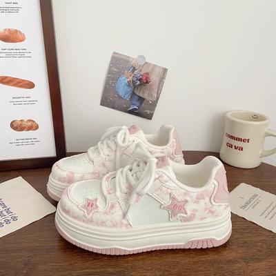 Chaussures plateforme femme stars 2025 printemps nouveau chic design de niche étudiante respirantes sport petites chaussures blanches
