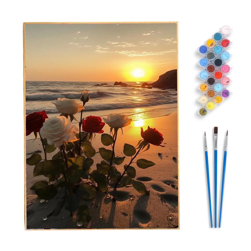 Framed Paint By Numbers Kit For Adults Beginner & Kids Ages 8-12, Easy Flower Paint By Numbers With Frame