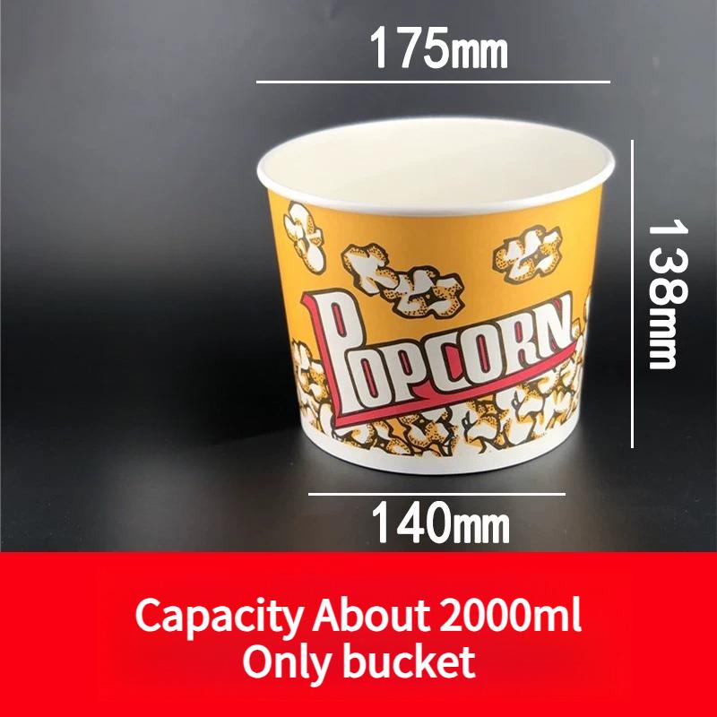 Large Capacity Popcorn Bucket Disposable Food Grade Paper Bucket Thickened Packag Box for Cinemas Oil Proof and Leak Proof Snack Packaging Container