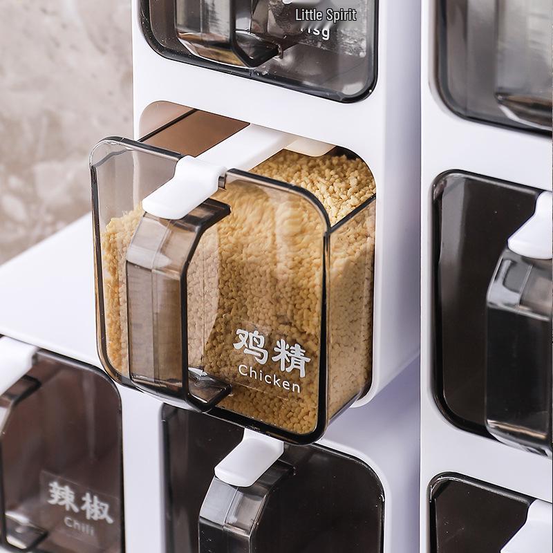 Wall-Mounted Punch-Free Multi-Compartment Seasoning Storage Box