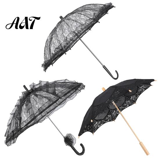 Vintage Style Sunshade Gothic Lace Umbrella, Black Bridal Parasol for Halloween UV Resistant Umbrella Witch Cosplay, Wedding Decoration, Stage