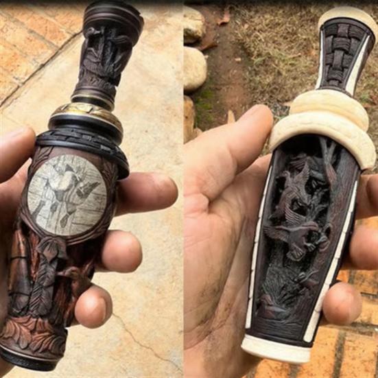 Handmade Hunting Duck Call Whistle Portable Lightweight Hand-Carved Wooden Realistic Sound Outdoor Waterfowl Crow Bird Animal Caller