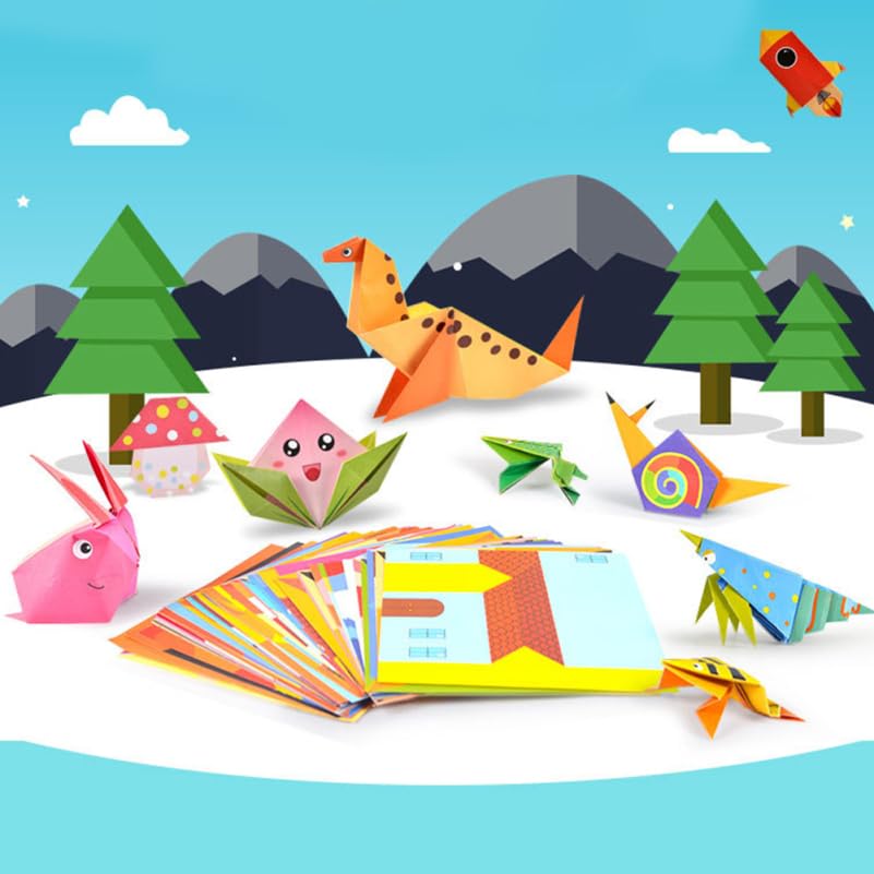 STOBOK Origami 2 Colorful Handmade Origami Inch for Animals and DIY Craft Supplies Paper, Sets, Paper, 5.51 Square, Lifestyle, Kids'