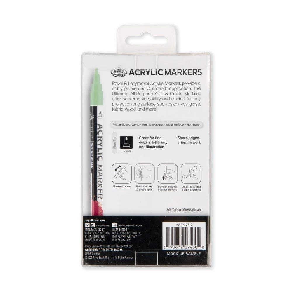 6 Pack Neon Acrylic Markers Non-Toxic Art Markers Multi-Surface Painting Drawing Fine Point Paint Pens Artists Students Crafts