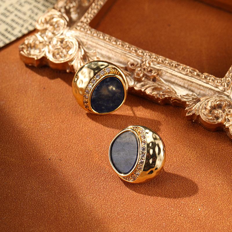 

Винтажные серьги-пусеты из серебра с неправильными натуральными камнями для женщин