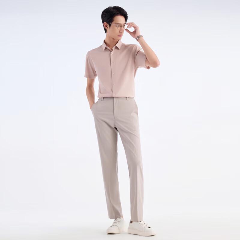 Jiumuwang Men's Silk Blend Straight Leg Dress Pants