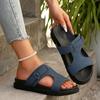 Retro Belt Buckle Platform Slides Women-Open Toe Thick Sole Outdoor Sandals,Vintage Inspired Adjustable Strap Beach Flip Flops for Summer Street Style