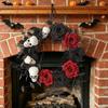 Halloween Wreath Artificial with Skulls Decoration Gothic Garland Wall Hanging