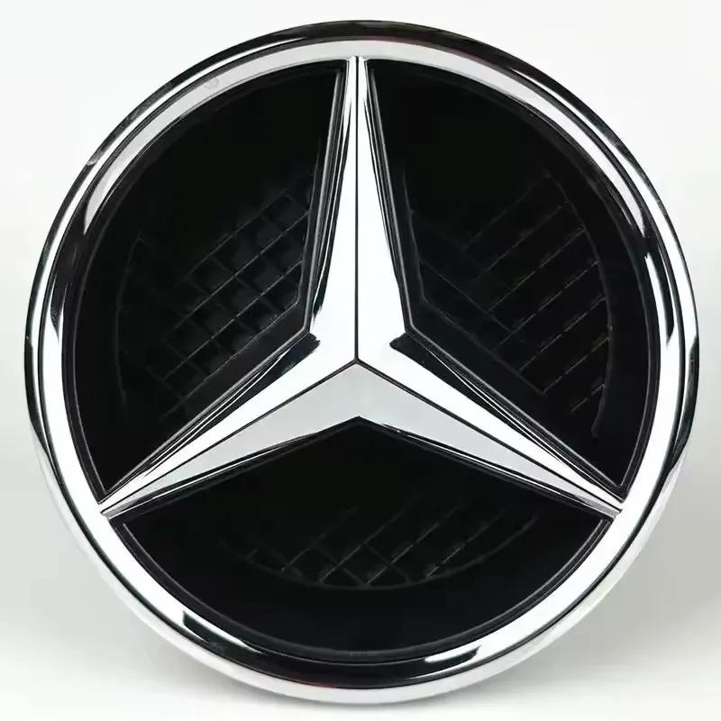 YEW1 Black & Silver Border Car Front Grille Star Emblem for Mercedes-Benz W205, C, E, ML, GL, GLA, CLA (2013-2016)