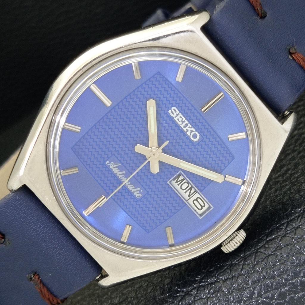 JAPAN VINTAGE SEIKO AUTOMATIC 6309A MENS BLUE COLOR DIAL WATCH a500825-5 R154-a500825