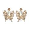 Cross-border supply, fashionable colored glass rhinestone butterfly earrings, women's exaggerated stud earrings, earrings.